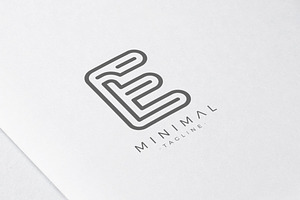 Minimal Line Initial Letter E Logo