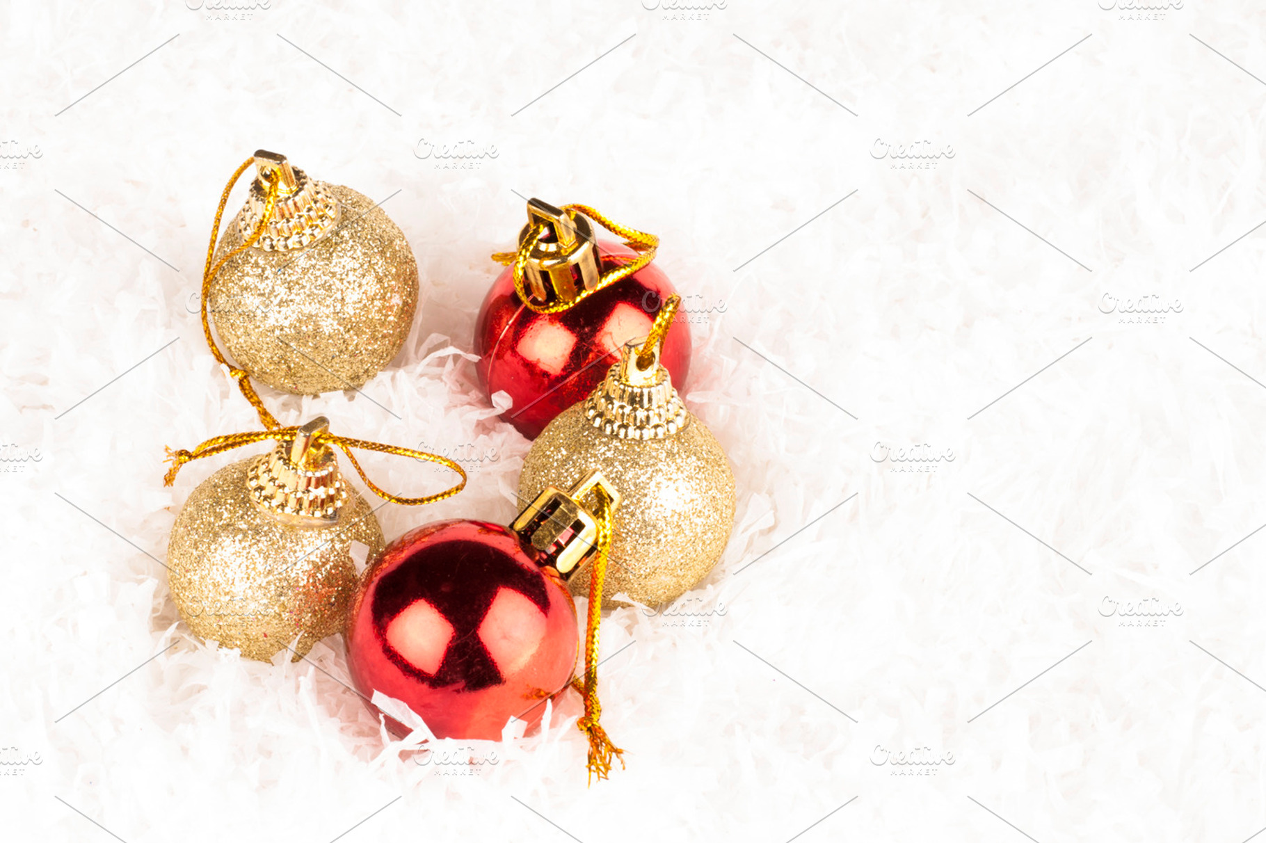 colorful baubles on white