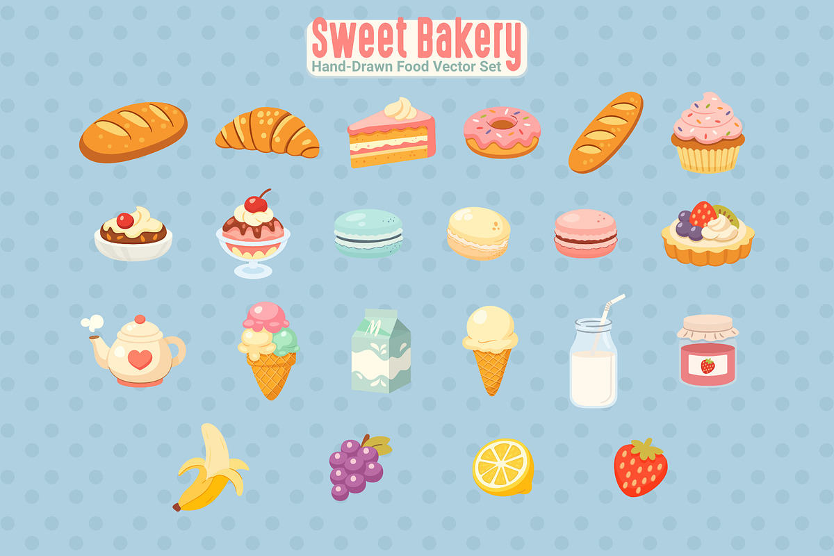 Sweet Bakery – Food Vector Set, a Food Illustration by moja doodle (Photo 2 of 4)