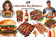Watercolor BBQ Barbecue Clipart, an Illustration by Craft Nest (Thumbnail 1 of 11)