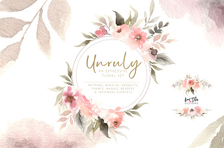 Unruly Watercolor Flowers Set