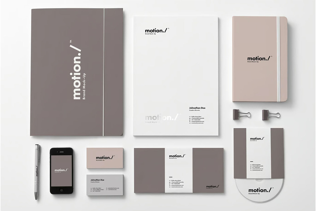 Motion Branding Print Pack Mockup, an Advertising Mockup by zippypixelstudio (Photo 8 of 9)