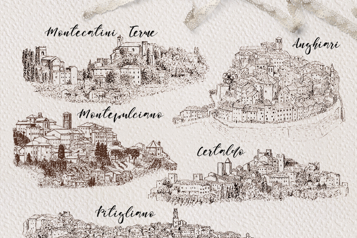 Set of small towns in Tuscany, an Illustration by Everilda (Photo 2 of 4)