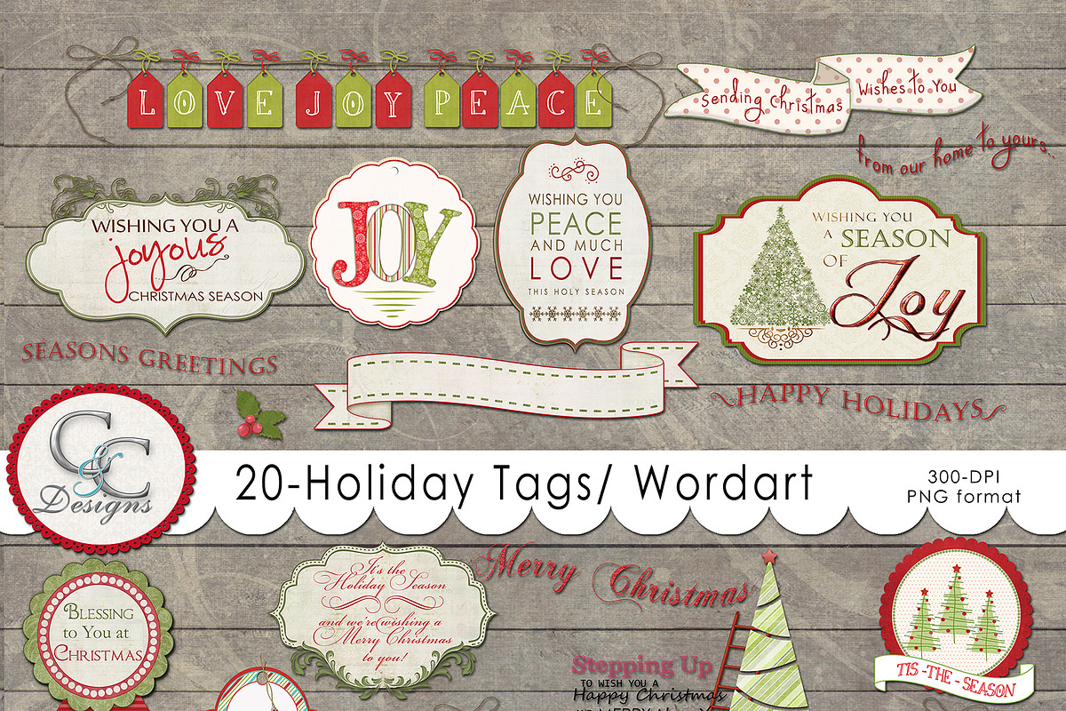 20 Holiday Tags- Elements