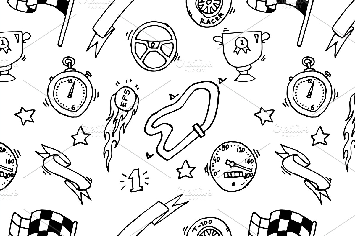 Racing icons pattern, a Pattern Graphic by Netkoff