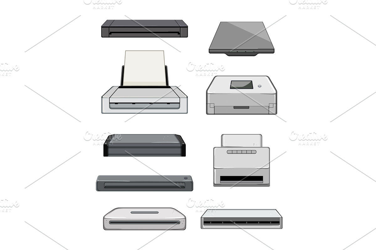 scanner document set cartoon vector, a Technology Illustration by pikepicture