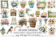 Watercolor Rustic Spring Clipart, an Illustration by Designking (Thumbnail 1 of 5)