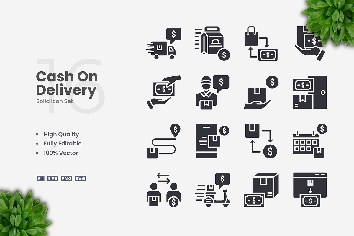 Cash on Delivery Solid Icons, an Icon by Upnowgraphic