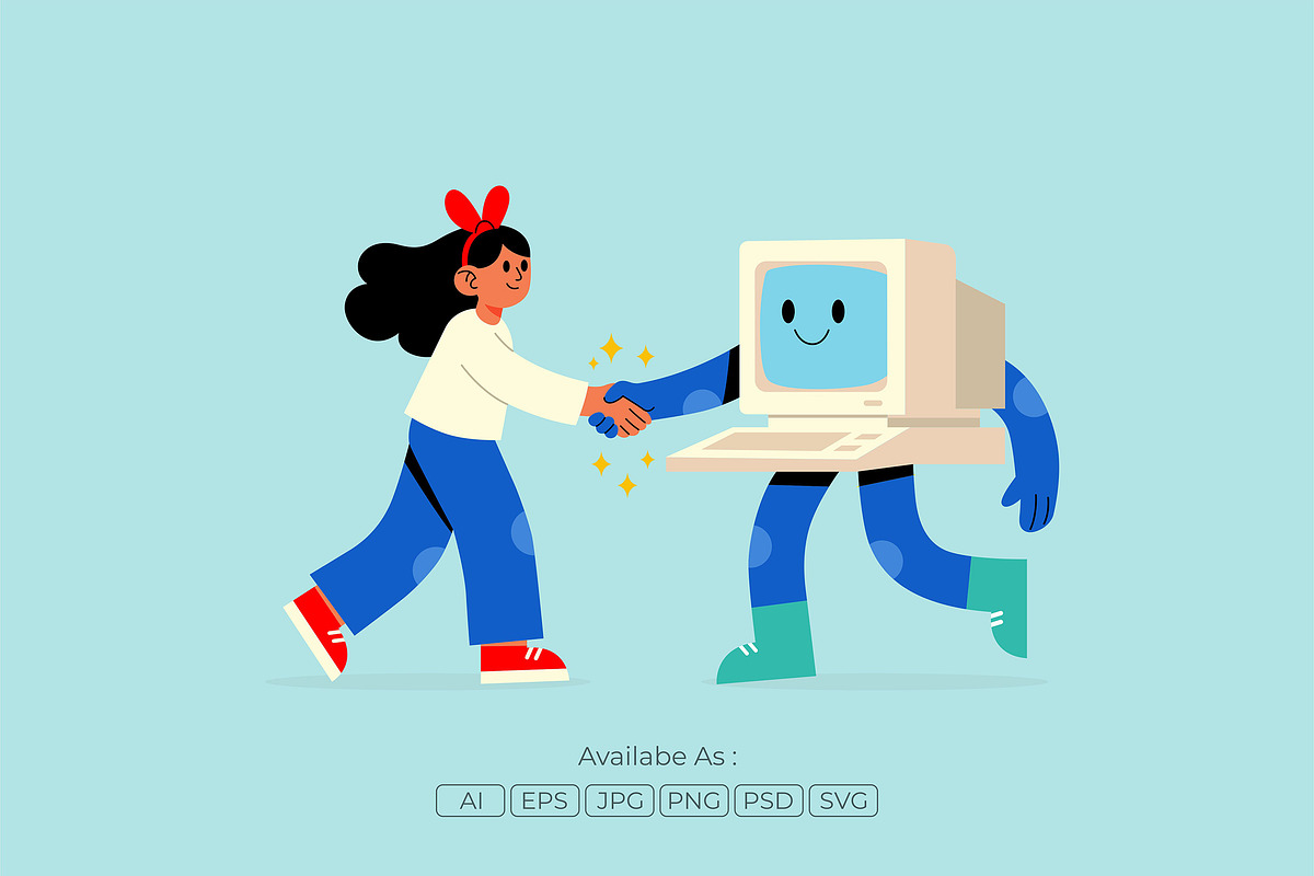 Woman and Robot Handshake, a Technology Illustration by Partikusi Design (Photo 2 of 3)