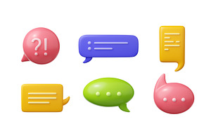 3d Render Speech Bubbles, Isolated