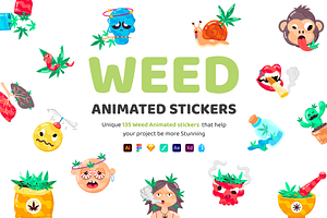 Animated Weed Stickers, a Duotone Icon by Vectors Market
