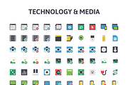 Technology & Media Flat Icons, an Icon by PixelBazaar (Thumbnail 2 of 2)