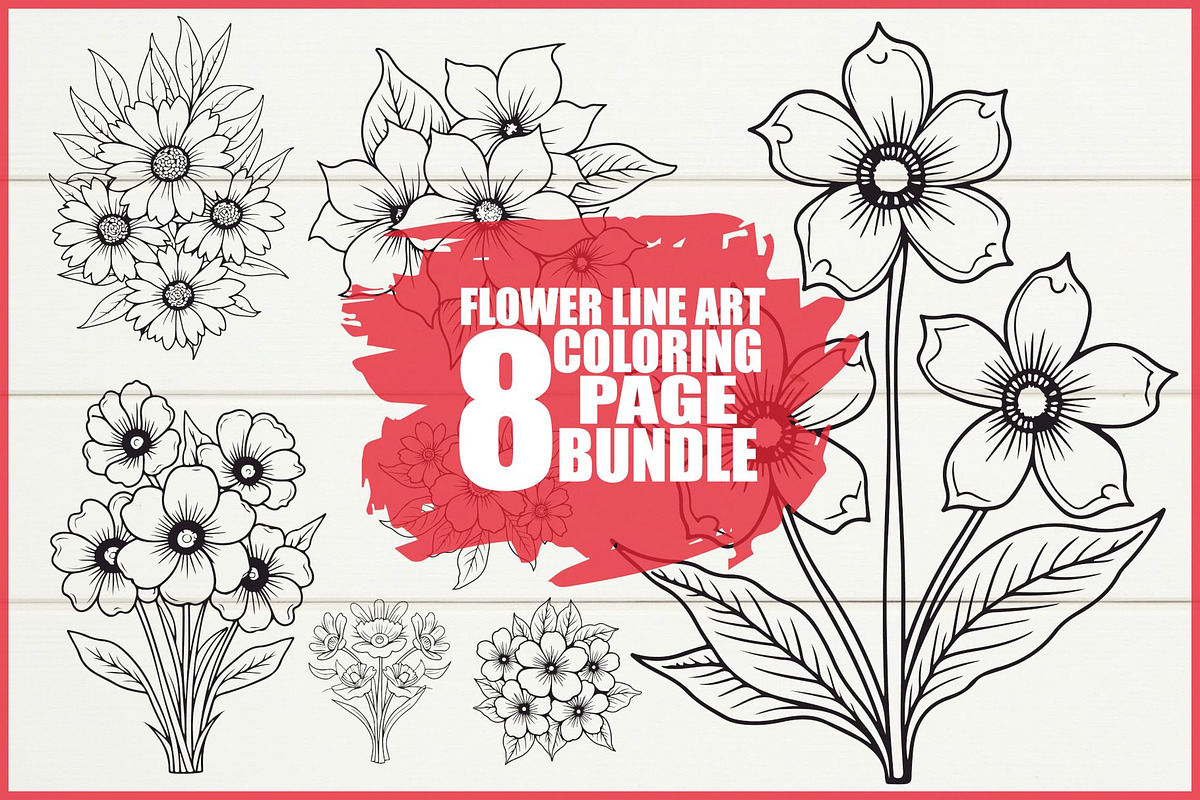 Floral Coloring Book for Adults Set, an Illustration by Creativeshirt (Photo 1 of 9)