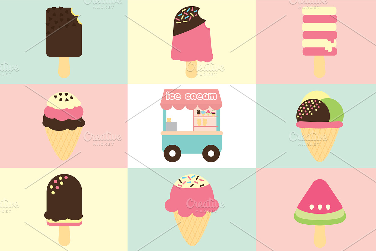 Ice creams collection, a Food Illustration by lavinialorena (Photo 1 of 2)