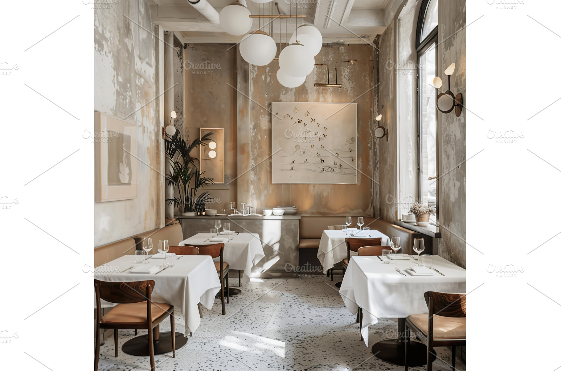 Elegant Restaurant Interior with, an Arts & Entertainment Photo by Lermont51