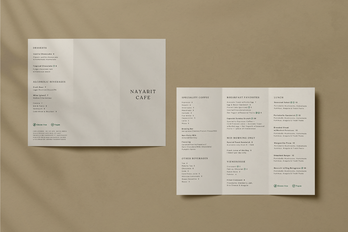 Minimalist Trifold Menu Template, a Stationery Template by Paraná Studio (Photo 2 of 7)