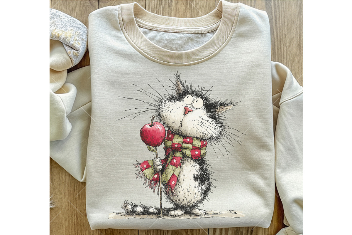 Whimsical Christmas Cats Clipart, an Illustration by OK Design (Photo 6 of 6)