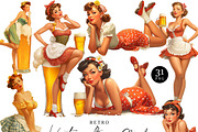 Retro Pin Up Beer Girl Clip Art, a Person Illustration by Design Scotch (Thumbnail 1 of 7)