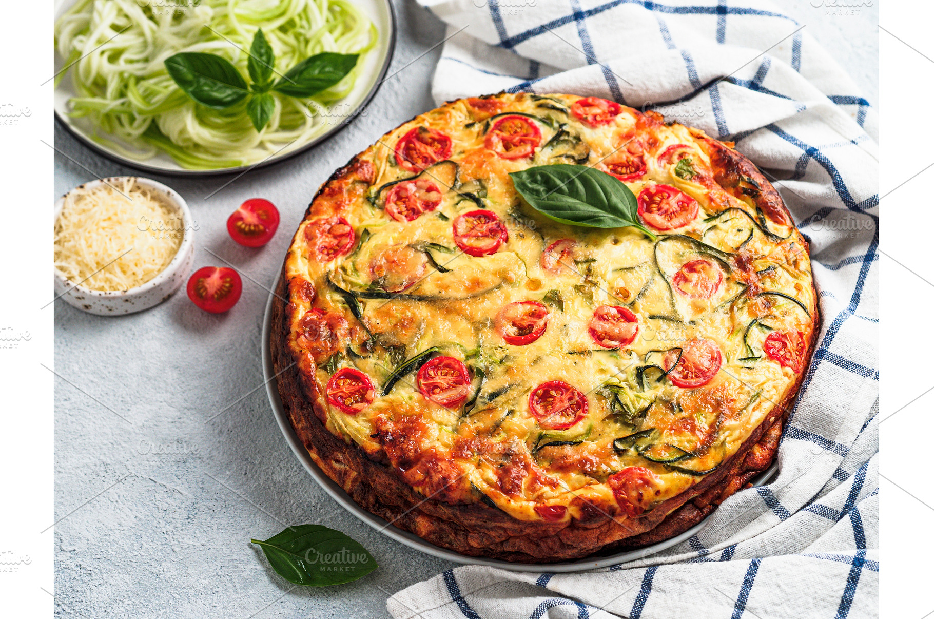 Delicious zucchini pie, copy space, a Food & Drink Photo by Fascinadora