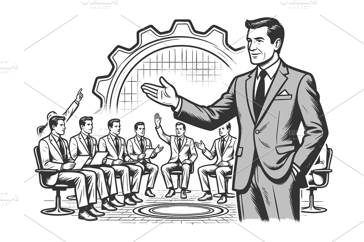 business leader addressing corporate, a Person Illustration by AlexArt