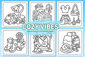 Cozy Vibes Coloring Page Vol- 01, a Decorative Illustration by Coco Bloom
