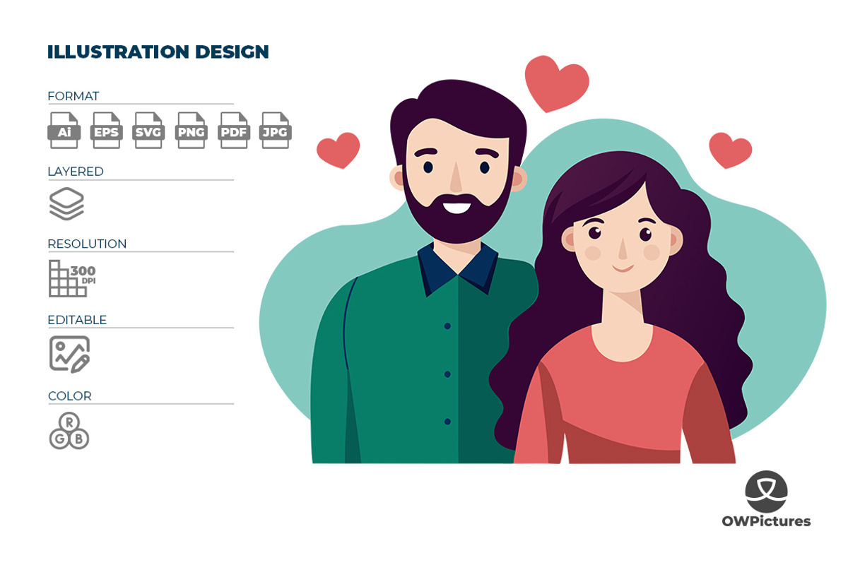 Flat Valentine’s Day Illustration, a Person Illustration by OWPictures (Photo 1 of 3)