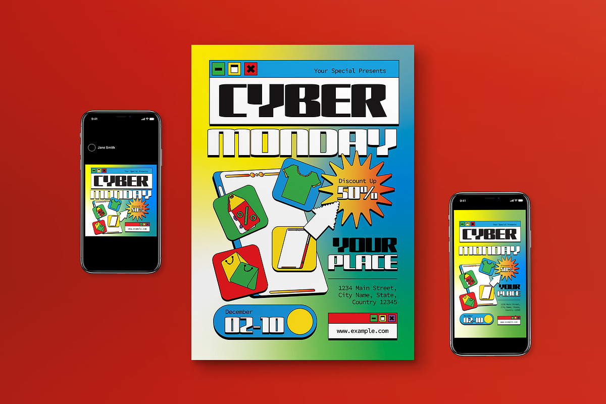 White Blue Cyber Monday Flyer Set, a Flyer Template by graphicook (Photo 1 of 6)