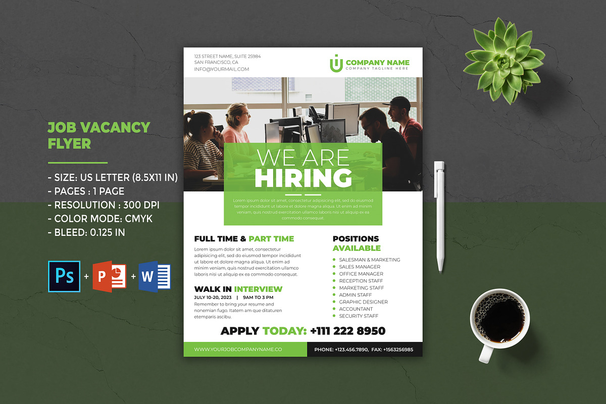 Job Vacancy Flyer Template, a Flyer Template by Designscozy (Photo 1 of 5)