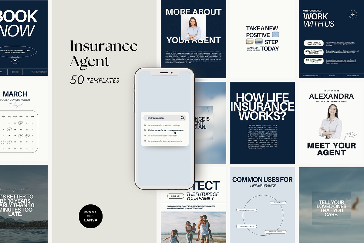 Insurance Agent Instagram Templates, a Social Media Template by Terraa Studio Design (Photo 1 of 9)
