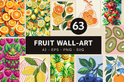 Fruit Gallery Wall Art Set, a Wallpaper Graphic by Helospace (Thumbnail 1 of 10)