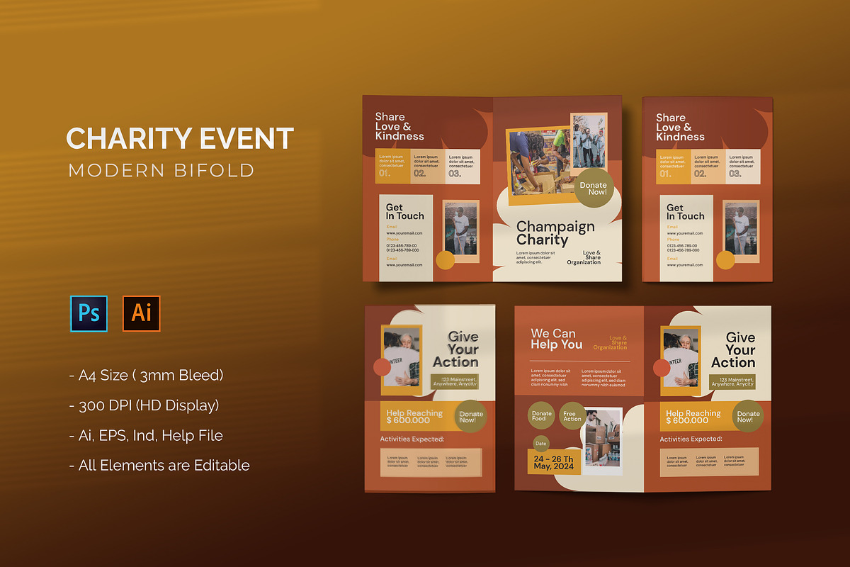 Charity Event - Bifold Brochure, a Brochure Template by StreaksideStd