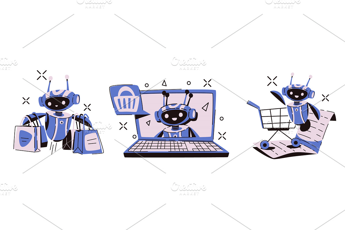 Online shopping chatbot assistance, a Technology Illustration by art PVP - market