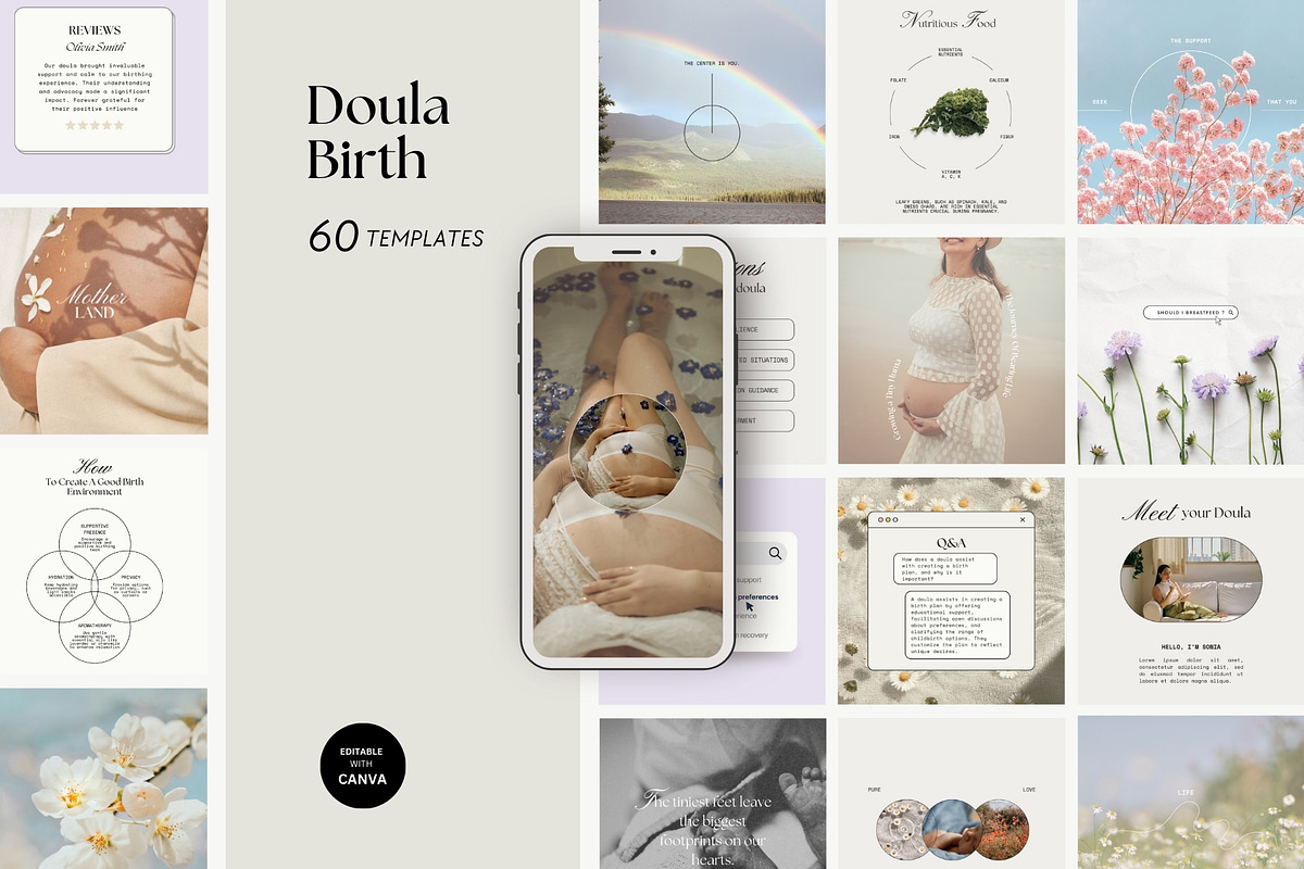 Doula Instagram Templates, a Social Media Template by Terraa Studio Design (Photo 1 of 7)