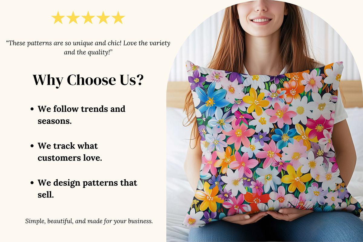 Colorful Floral Seamless Patterns, a Pattern Graphic by Ninterints (Photo 3 of 12)