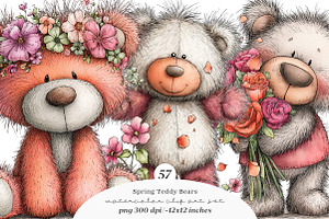 Whimsical Easter Teddy Bear Clipart, an Illustration by SinaCreation