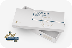 Paper Box Mockup Half Side View