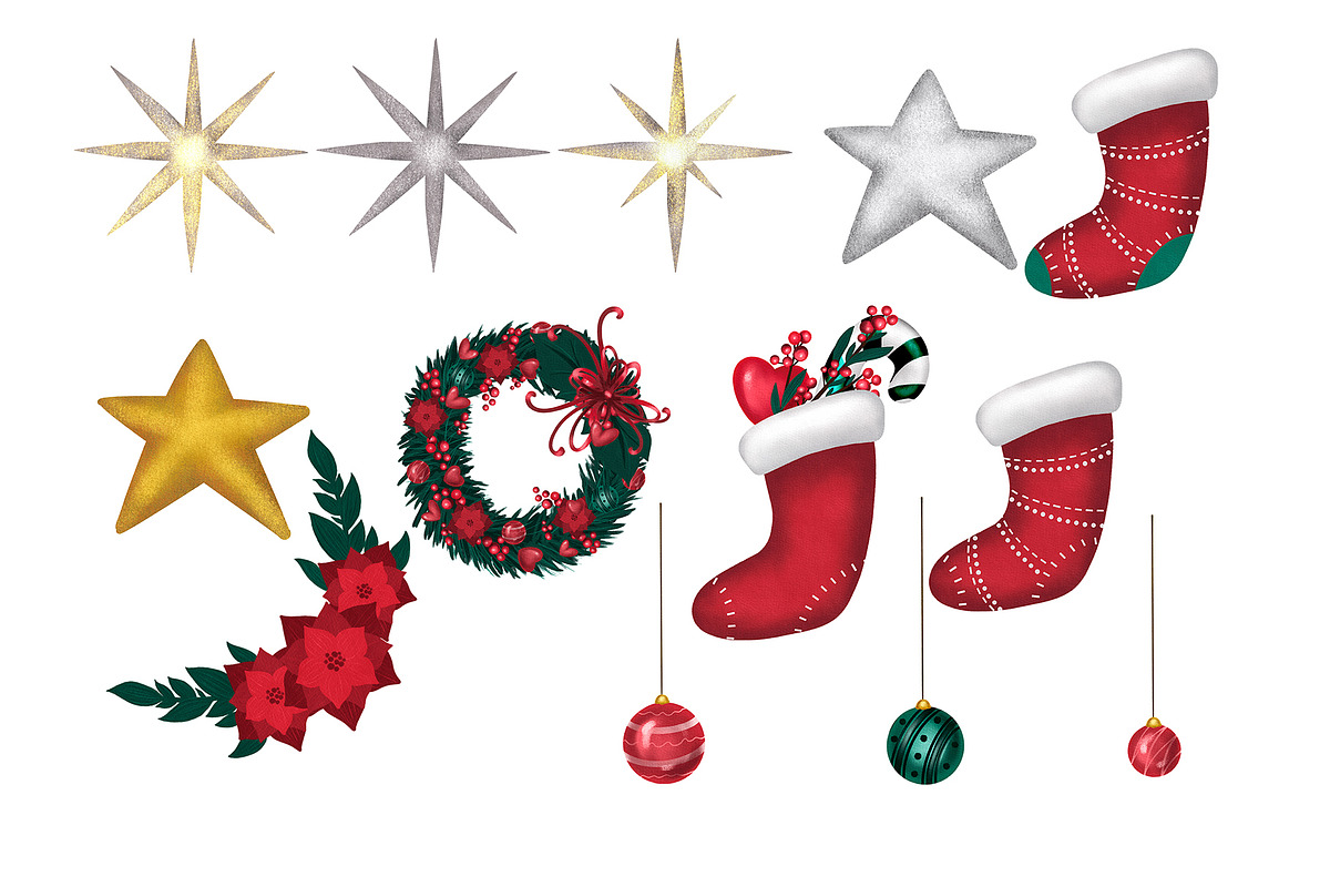 Cute Christmas Clipart Set, an Illustration by HabitusDesigns (Photo 4 of 7)
