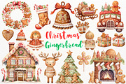 Christmas Gingerbread Watercolor PNG, a Seasonal Illustration by Maysa Art (Thumbnail 1 of 6)