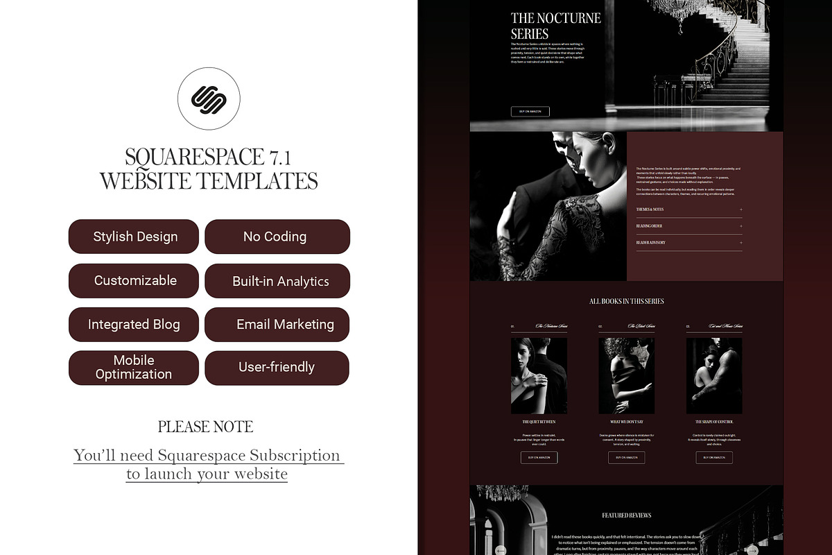 Romance Author Squarespace Website, a Squarespace Template by 3.14&Co (Photo 5 of 9)