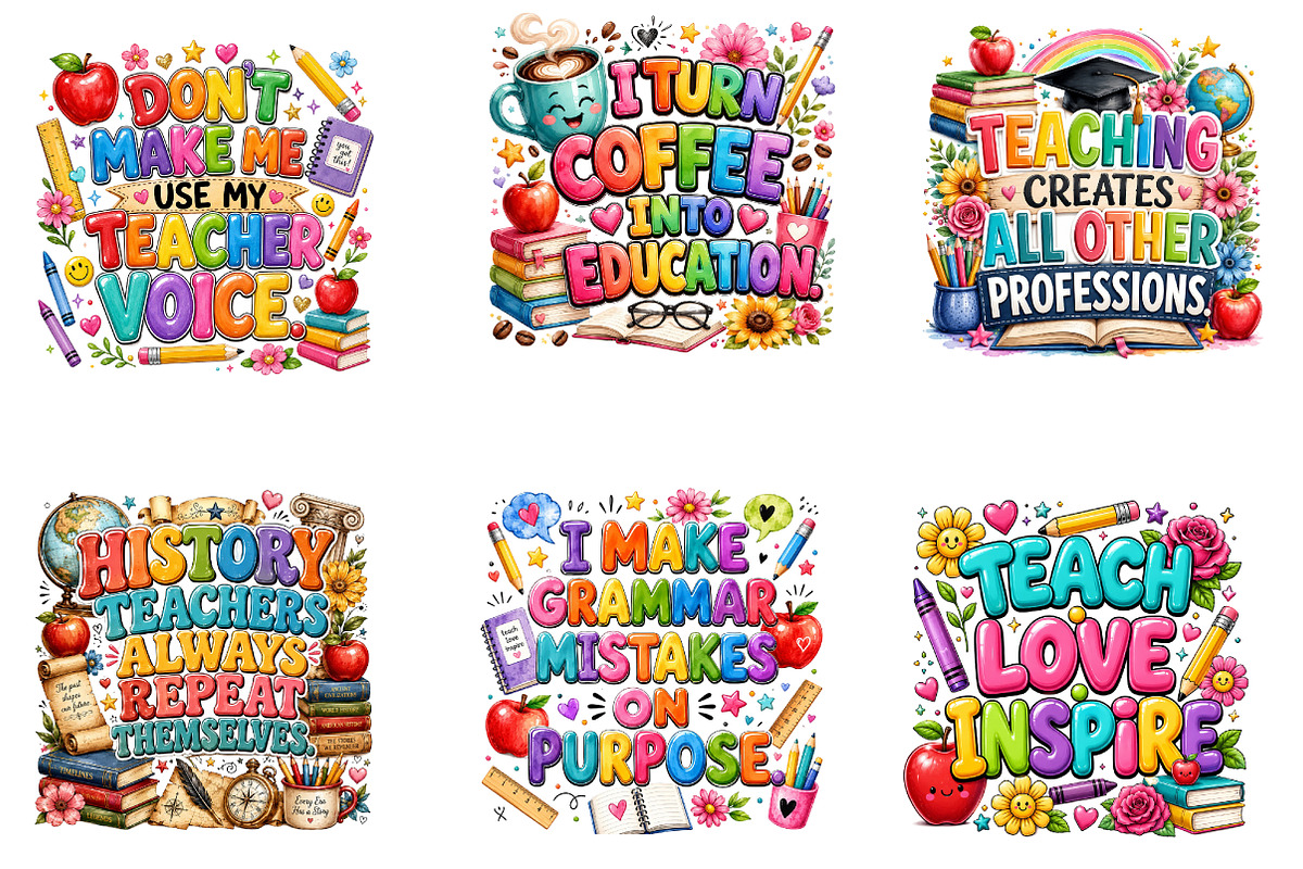 Colorful Teacher PNG Designs, a Seasonal Illustration by CreationArt (Photo 3 of 4)