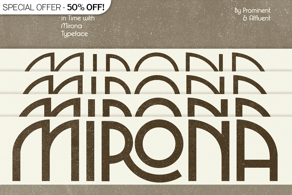 Mirona - Display Retro Font, a Sans Serif Font by Prominent & Affluent (Photo 1 of 9)