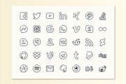 Social media icons, an Outline Icon by Kalash (Thumbnail 2 of 4)