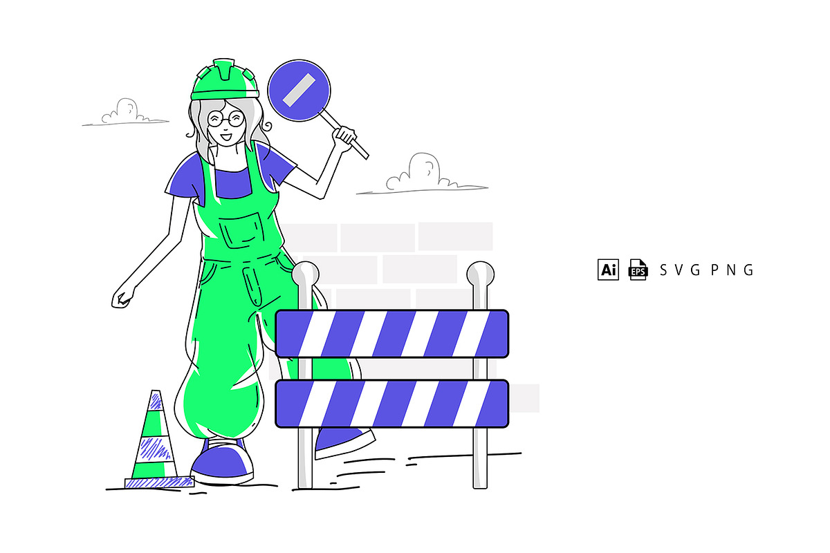 Illustration Under Construction, a Person Illustration by Stock Shape