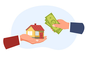 Hand with money and house. Buying or, a Finance Illustration by Vectorbuum