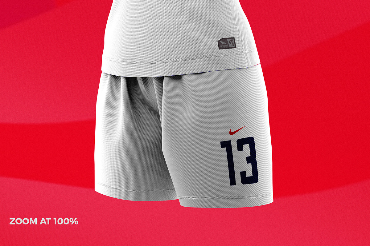 Women's Soccer Kit Mockup - Angle, an Apparel Mockup by thedesignshark (Photo 7 of 12)