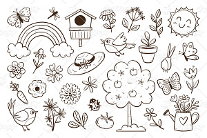 Spring Doodle Cliparts