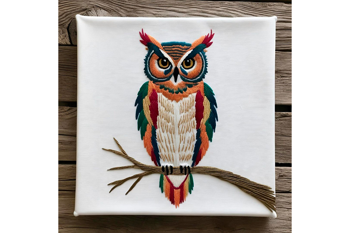 Embroidered owl bird animal, a Background Graphic by IrySha (Photo 7 of 7)