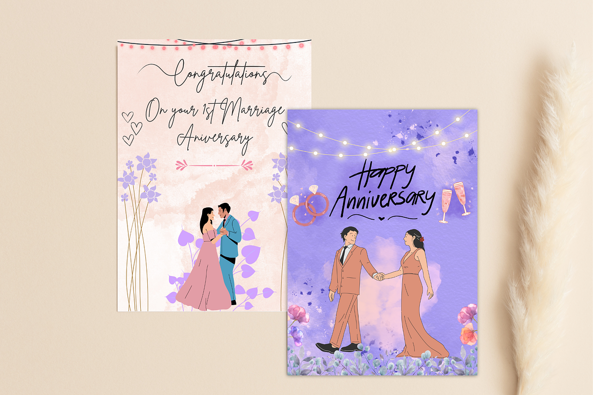 Elegant Anniversary Cards Template, a Card Template by WynterLife Studio (Photo 2 of 6)