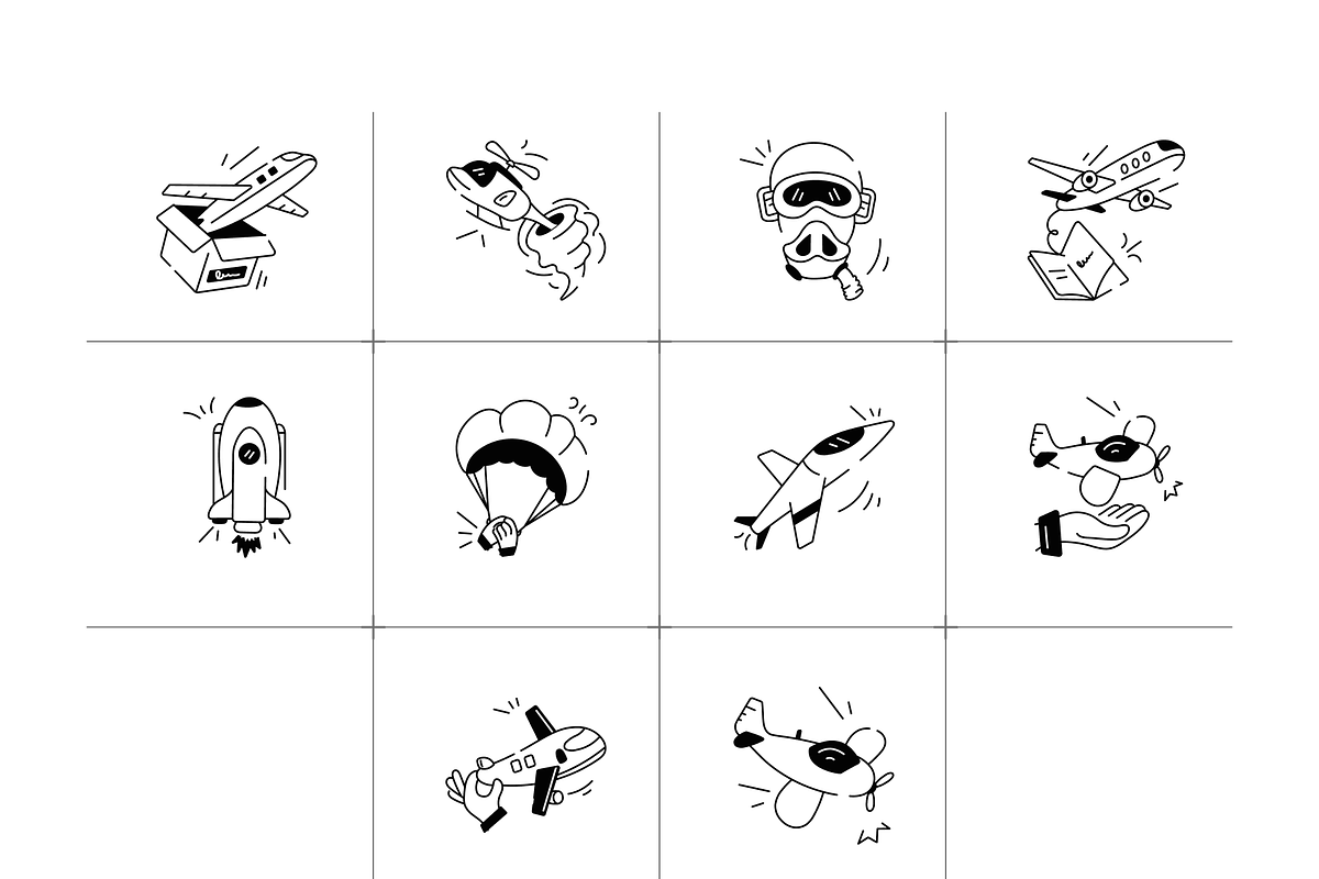Animated Aircraft Doodle Set, a Duotone Icon by Vectors Market (Photo 8 of 9)