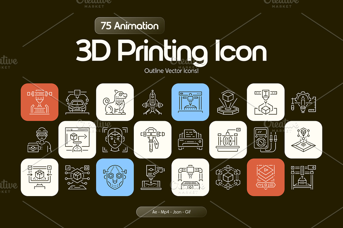 Animated 3D Printing Icon Set, an Icon by Prosymbols (Photo 1 of 5)